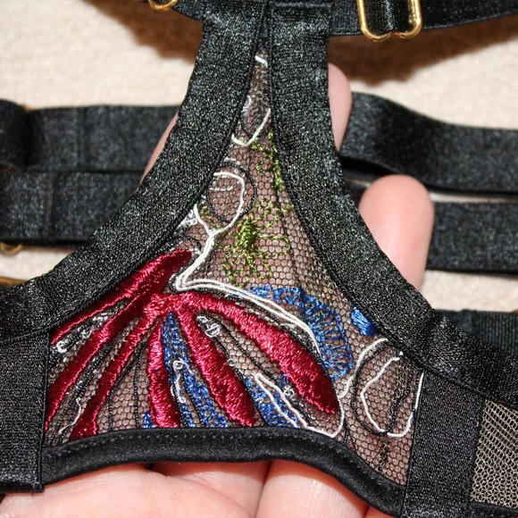 Bordelle Botanica Ouvert Open Bra Black XS SS Extra Small NWT AW21B04B $350 - Picture 7 of 12
